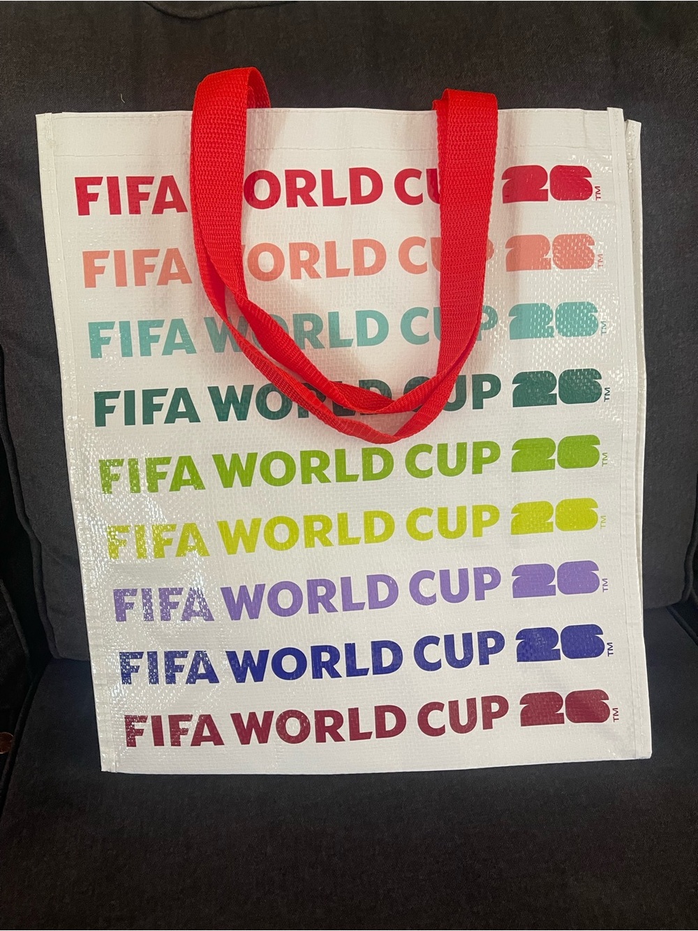 FIFA World Cup 26 White Tote Bag with Red Handles